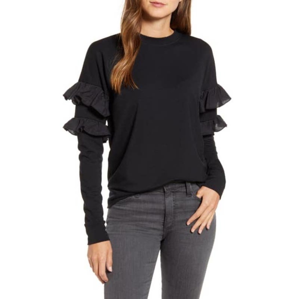 Rachel Parcell Black Ruffled Sweater size Small